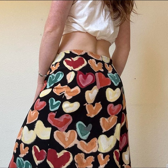 Vintage button up maxi skirt with heart pattern - Picture 6 of 8
